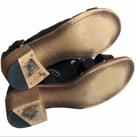 ANTHROPOLOGIE GEE WAWA Black Leather Shalma Heeled Sandals 9 - Picture 5 of 7